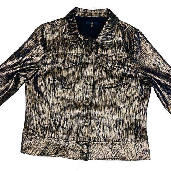 Reba Jacket Disco Gold Button Up Pockets Lightweight Sz M NWOT - Picture 2 of 12